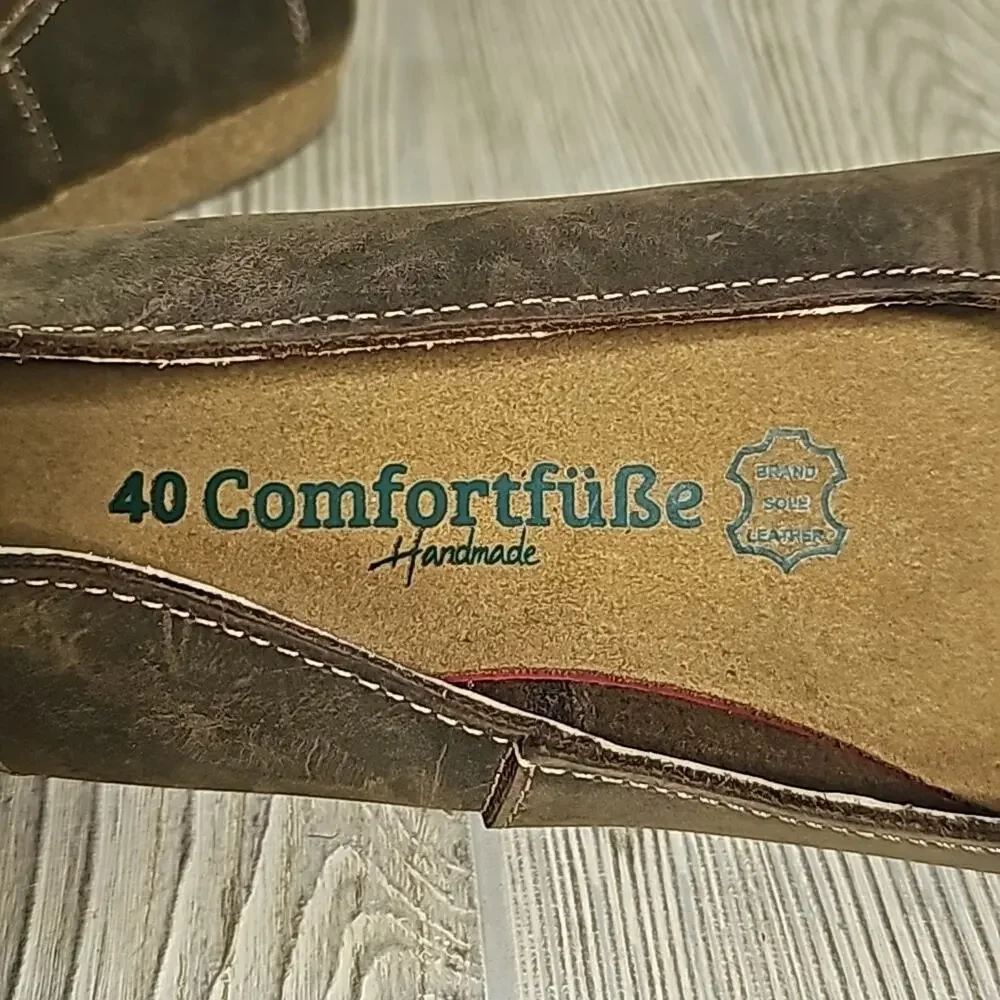 Comfortfusse Brown Velda Leather Flats Womens EU40 US9-9.5 NEW